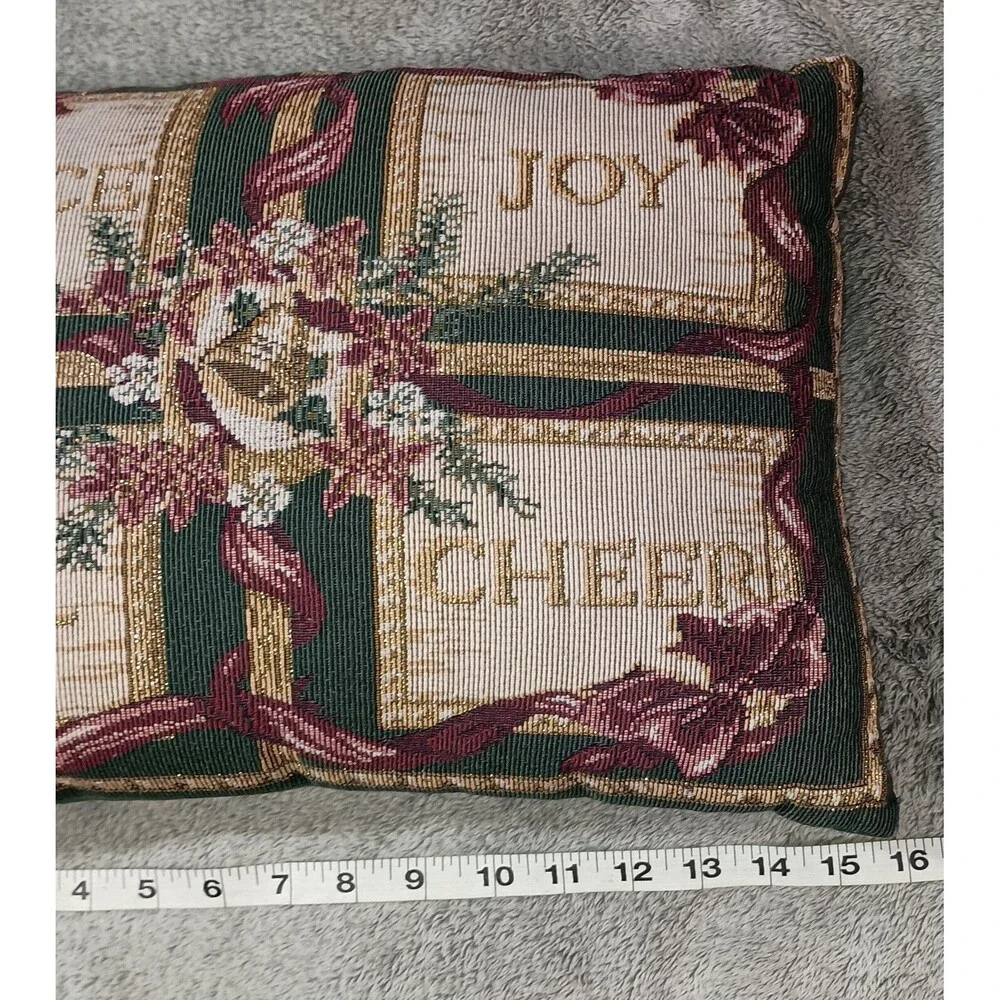 Vintage Tapestry Woven Christmas Holiday Throw Pillow 90s Y2K Cottagecore Decor